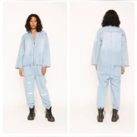 FREE PEOPLE x Sandrine Rose Denim Jumpsuit medium - Picture 8 of 9